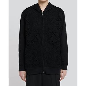 NEW VALENTINO lace cotton jersey sweatshirt in black